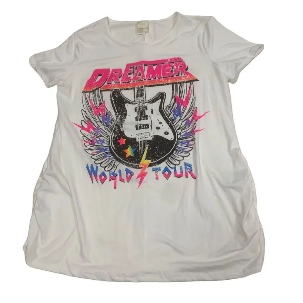 Multicolored graphic rocker T-shirt
